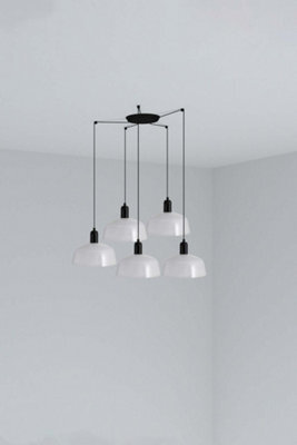 Luminosa Lighting Luminosa Tatawin Medium Cluster Pendant Ceiling Light Black, Gloss White 5X E27