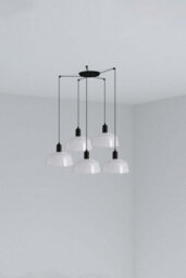 Luminosa Lighting Luminosa Tatawin Medium Cluster Pendant Ceiling Light Black, Gloss White 5X E27