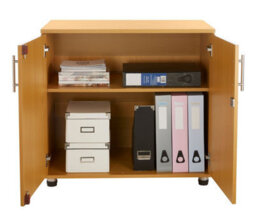 MMT Funiture Designs Storage Cabinet Beech Wooden Cupboard Filing Cabinet With 1 Shelf - 2 Door Lockable Unit - Short Office Storage Cupboard Organiser - thumbnail 6
