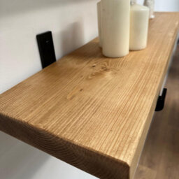 MKGT Handcrafted Rustic Wooden Wall-Mounted Floating Shelves With Black L Brackets (Set Of 2, 70 Cm Long) - Not Longer Valid - thumbnail 6