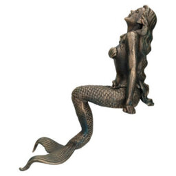 "AB Tools 16"" Mermaid Cast Iron Statue Figure Ornament Garden Water Pond Shelf Sitting" - thumbnail 2