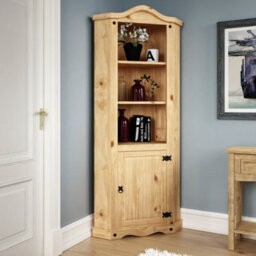Lassic Vida Designs Corona Solid Pine 1 Door Corner Bookcase Freestanding Shelving Unit (H)1780mm (W)750mm (D)370mm - thumbnail 1