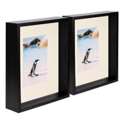 "Nicola Spring 8 X 10"" Deep Photo Frames - Black/ivory Mount - 3D Deep Box Picture Frame Display Case (4 X 6"" Mount) X5" - thumbnail 1