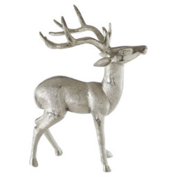 Orsina Nickel Finish Small Floor Standing Stag Sculpture, Reflective Stag Sculpture, Christmas Stag Sculpture - thumbnail 1