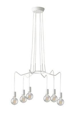 Luminosa Lighting Luminosa Habitat 6 Light Hanging Wire Pendant, White, E27