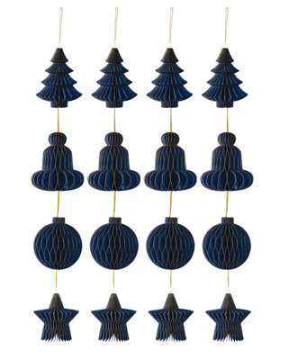 Werchristmas Set Of 12 Navy Paper Christmas Decorations, 15 Cm - image 1
