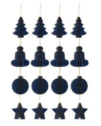 Werchristmas Set Of 12 Navy Paper Christmas Decorations, 15 Cm - thumbnail 1