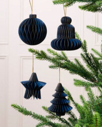 Werchristmas Set Of 12 Navy Paper Christmas Decorations, 15 Cm - thumbnail 2
