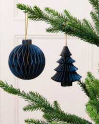 Werchristmas Set Of 12 Navy Paper Christmas Decorations, 15 Cm - thumbnail 3