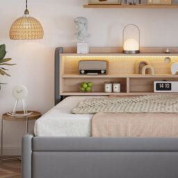 Matteo Velvet Upholstered Daybed With Pull-Out Trundle, Storage, Led Lighting & Usb Port - Grey - thumbnail 7