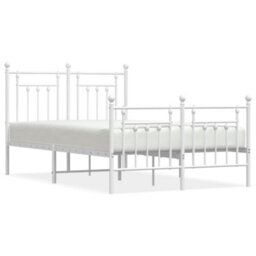 Berkfield Metal Bed Frame With Headboard And Footboard White 135X190 Cm - thumbnail 2