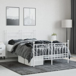 Berkfield Metal Bed Frame With Headboard And Footboard White 135X190 Cm - thumbnail 3