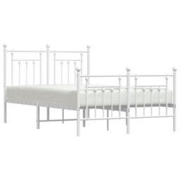 Berkfield Metal Bed Frame With Headboard And Footboard White 135X190 Cm - thumbnail 4