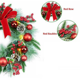 Amorly Christmas Decorations Christmas Wreaths For Party Celebration Walls Doors,15In Outdoor Prelit Christmas Door Wreath With Lights - thumbnail 4