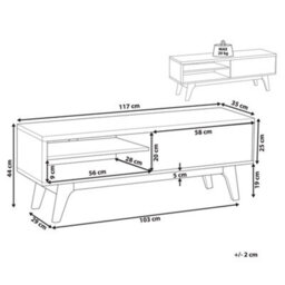 Wyld And Coco Two-Tone Tv Stand Dark Brown And White With Storage And Cable Management, W117 X D35 X H44Cm - thumbnail 4