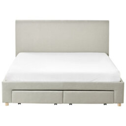 Beliani Bed With Storage Drawers Fabric Soutrin 160 X 200 Cm (Eu King Size) Beige - thumbnail 7