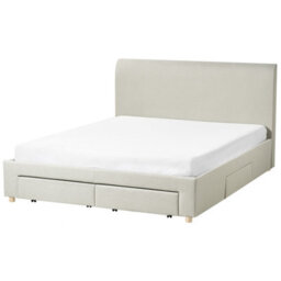 Beliani Bed With Storage Drawers Fabric Soutrin 160 X 200 Cm (Eu King Size) Beige - thumbnail 4