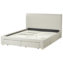 Beliani Bed With Storage Drawers Fabric Soutrin 160 X 200 Cm (Eu King Size) Beige - thumbnail 6