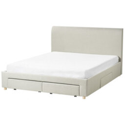 Beliani Bed With Storage Drawers Fabric Soutrin 160 X 200 Cm (Eu King Size) Beige - thumbnail 5