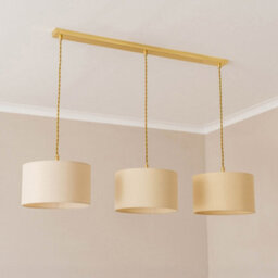 Valuelights Reni Cream Shade 3 Drop Bar Brushed Gold Diner Ceiling Pendant Light - thumbnail 5