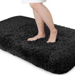 Ameha Black Shaggy Door Mat 50X80 Cm For Bedroom Non Slip Soft Fluffy Thick Pile Small Rug Non-Shedding Easy To Clean - thumbnail 2