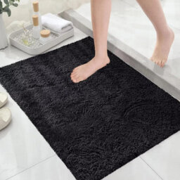 Ameha Black Shaggy Door Mat 50X80 Cm For Bedroom Non Slip Soft Fluffy Thick Pile Small Rug Non-Shedding Easy To Clean - thumbnail 6