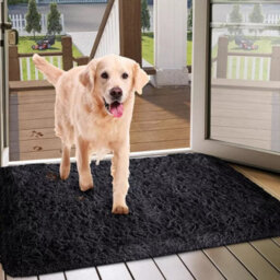 Ameha Black Shaggy Door Mat 50X80 Cm For Bedroom Non Slip Soft Fluffy Thick Pile Small Rug Non-Shedding Easy To Clean - thumbnail 5