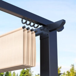 Onemill 3X3M Metal Pergola With Retractable Roof, Garden Pergola With Sun Shade Canopy-Beige - thumbnail 2