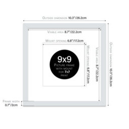 "9X9"" Light Grey Picture Frame - 9X9"" Square Frame With 7X7"" Mount For 9X9""/7X7"" Pictures Moderrn Style Thin Edge, 1 Pack" - thumbnail 2