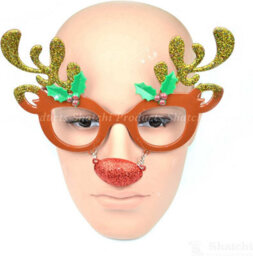 Shatchi Novelty Glitter Brown Reindeer Nose Christmas Glasses Christmas Party Props - thumbnail 2