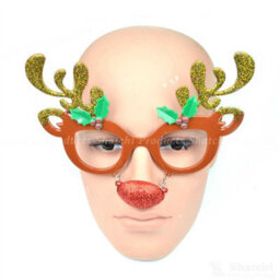Shatchi Novelty Glitter Brown Reindeer Nose Christmas Glasses Christmas Party Props - thumbnail 1