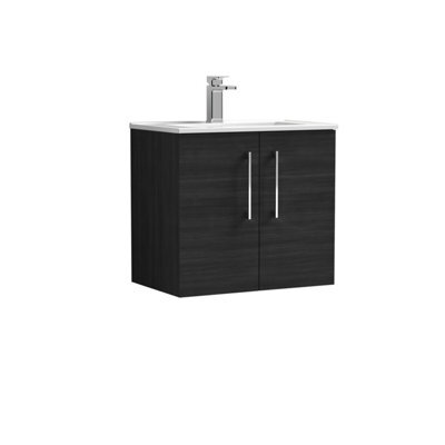 Balterley Level Contemporary Bathroom 2 Soft Close Door & Minimalist Wall Hung Vanity Unit Basin, Charcoal Black, 600mm - image 1