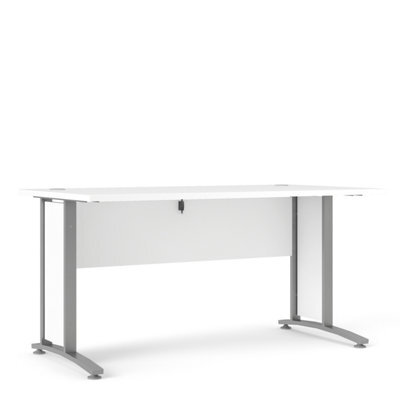 Furniture To Go Prima Desk 150 Cm In White With Silver Grey Steel Legs - image 1