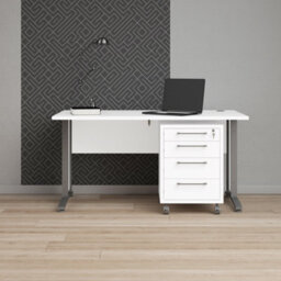 Furniture To Go Prima Desk 150 Cm In White With Silver Grey Steel Legs - thumbnail 7