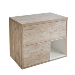 Homestylestore Light Oak 800mm Wall Hung Bathroom Vanity Unit With Countertop Basin - thumbnail 1