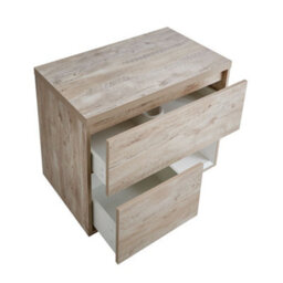 Homestylestore Light Oak 800mm Wall Hung Bathroom Vanity Unit With Countertop Basin - thumbnail 2