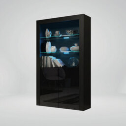 Modern Sideboard Display Cabinet Cupboard Tv Stand Living Room High Gloss Doors - Black - thumbnail 3