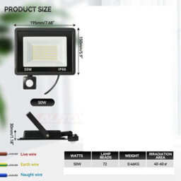 Led Floodlight With Pir Motion Sensor  Waterproof Outdoor Garden Security Light - thumbnail 2