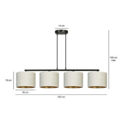 Emibig Lighting Emibig Hilde Pendant Lamp 4 X E27 Black With White Shade - thumbnail 5