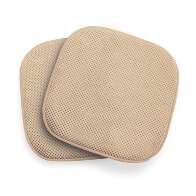 Pack Of 2 Cream Dining Chair Seat Pads, Memory Foam Cushions With Chenille Cover, Slip Resistant Back & Bound Edges - image 1