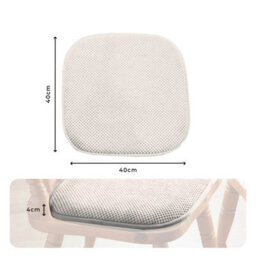 Pack Of 2 Cream Dining Chair Seat Pads, Memory Foam Cushions With Chenille Cover, Slip Resistant Back & Bound Edges - thumbnail 5