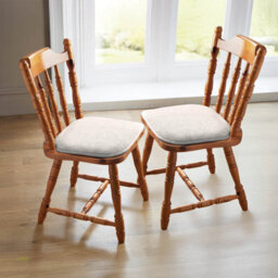 Pack Of 2 Cream Dining Chair Seat Pads, Memory Foam Cushions With Chenille Cover, Slip Resistant Back & Bound Edges - thumbnail 2