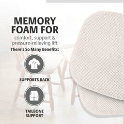 Pack Of 2 Cream Dining Chair Seat Pads, Memory Foam Cushions With Chenille Cover, Slip Resistant Back & Bound Edges - thumbnail 4