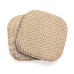 Pack Of 2 Cream Dining Chair Seat Pads, Memory Foam Cushions With Chenille Cover, Slip Resistant Back & Bound Edges
