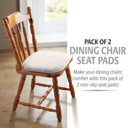 Pack Of 2 Cream Dining Chair Seat Pads, Memory Foam Cushions With Chenille Cover, Slip Resistant Back & Bound Edges - thumbnail 3