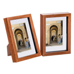 "Nicola Spring A5 (6 X 8"") Photo Frames - Dark Wood/white Mount - 3D Picture Frame Box Portrait Display Case (23.5 X 17Cm) Set Of 2" - thumbnail 1