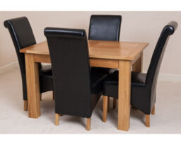 That's Furniture Hampton 120Cm - 160Cm Oak Extending Dining Table And 4 Chairs Dining Set With Montana Black Leather Chairs - thumbnail 2