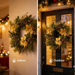 Gold Poinsettia /berry & Cone Wreath-60Cm - thumbnail 4