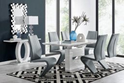 Furniturebox Uk Arezzo Large Extending Dining Table And 6 Grey Willow Chairs - thumbnail 1