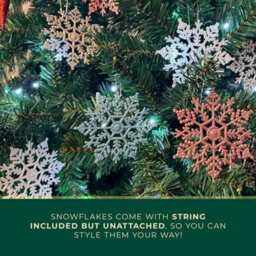 Festive Fix Hanging Glitter Snowflake Decorations Icy Blue Pack Of 12, 10Cm Christmas Ornaments Easy To Hang Stunning Decor - thumbnail 5